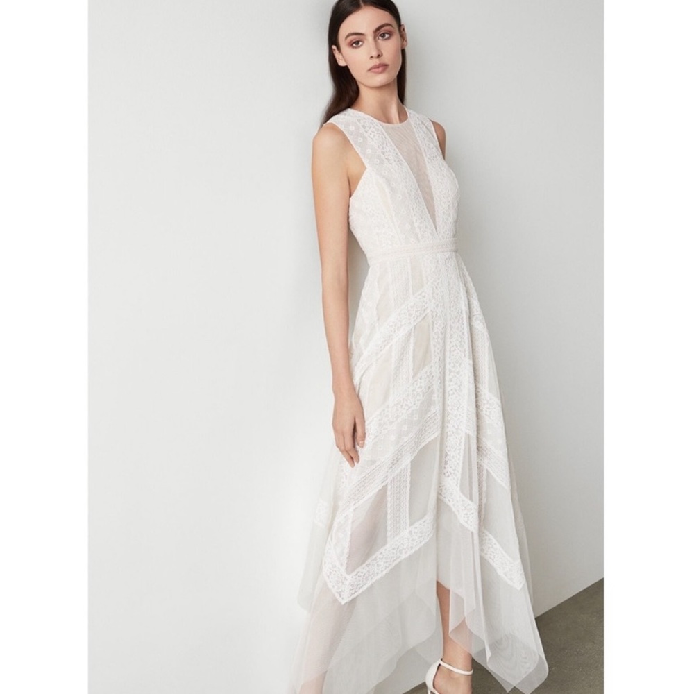 BCBG Andi Midi Dress - Ivory and nude Sz10